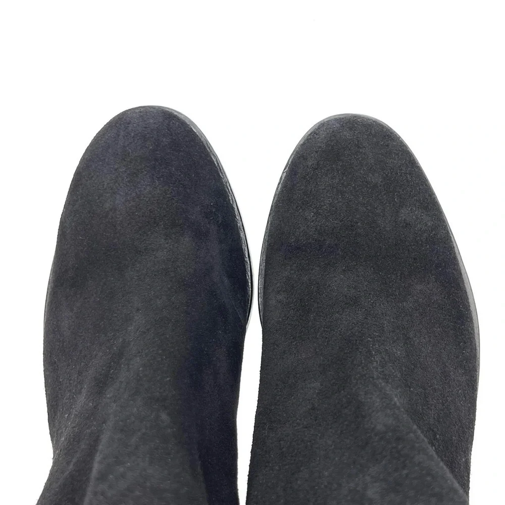 Eileen Fisher Rove Ankle Boots Black Suede Size 8.5 Block-Heel Zip Booties EUC